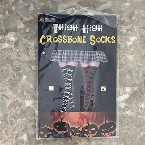 Emo goth Scene Thigh High Crossbone Socks